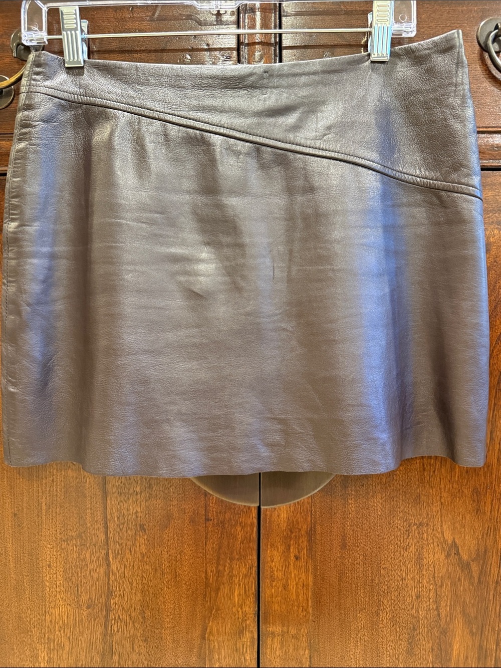 Women's BSBG genuine Brown Leather Mini Skirt